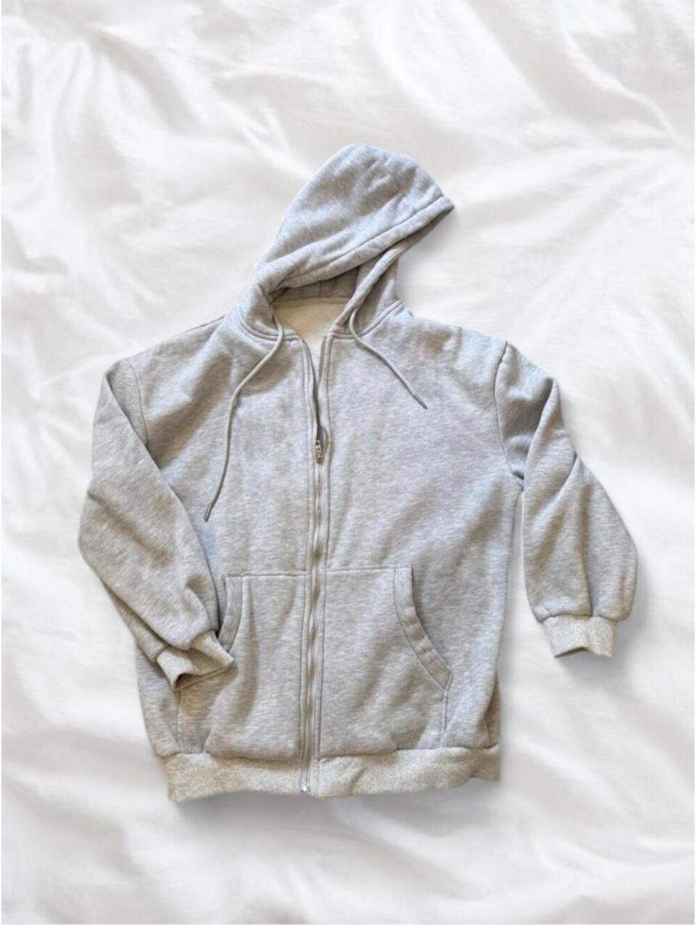 Heather Gray Full Zip Fleece Hoodie